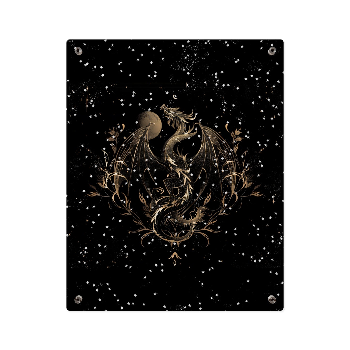 Sleek Dragon Acrylic Wall Art Panel - Celestial Decor for Fantasy Lovers