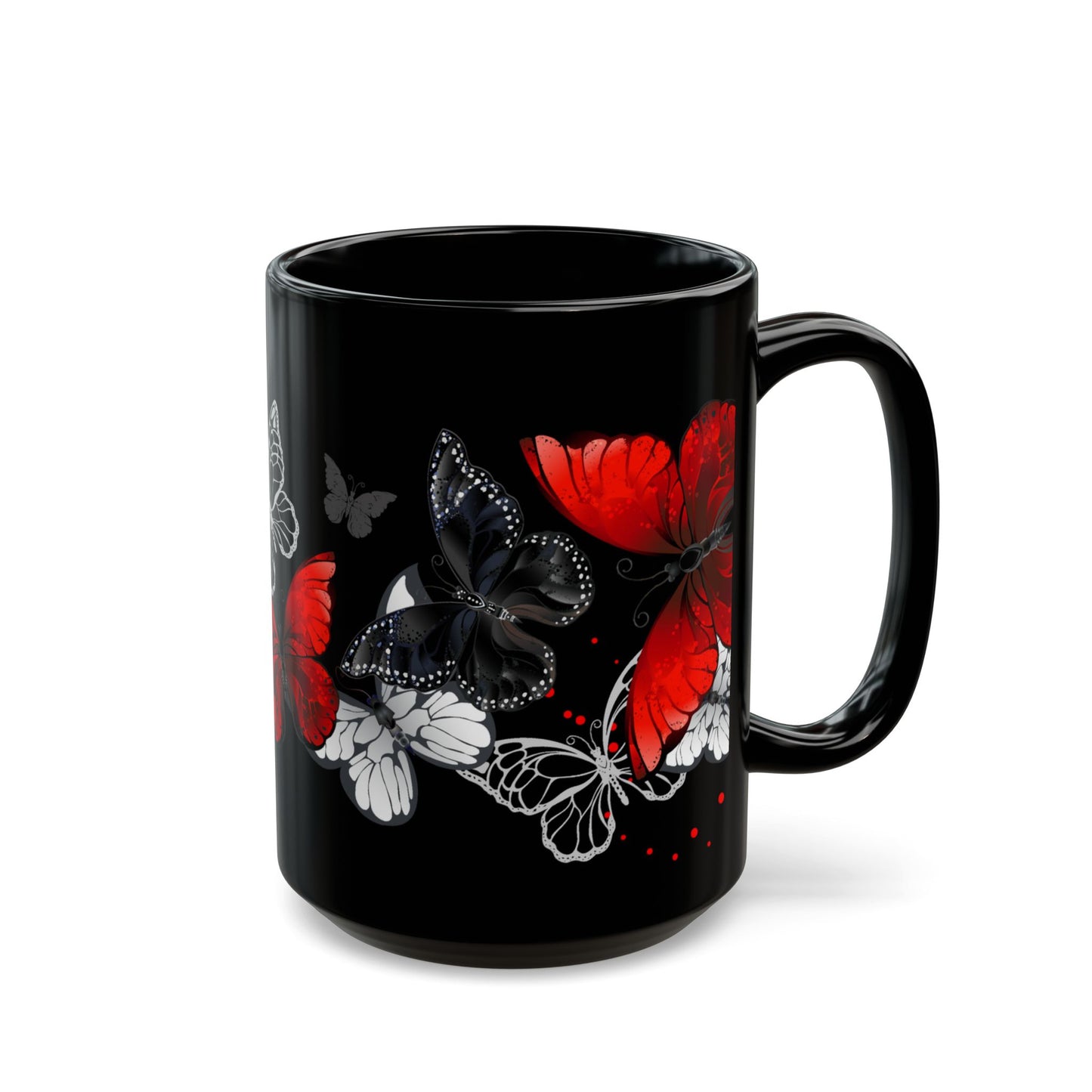Elegant Butterfly Black Mug - 11oz & 15oz | Perfect Gift for Mothers, Nature Lovers