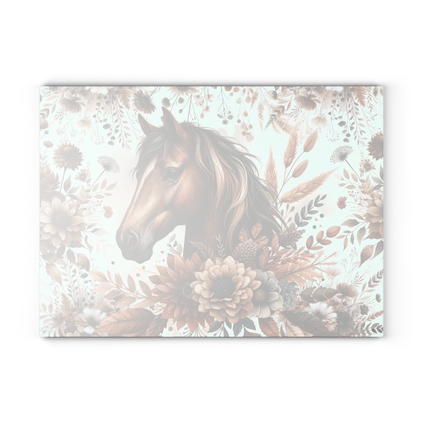 Equestrian Floral Glass Cutting Board - Perfect for Horse Lovers and Kitchen Decor