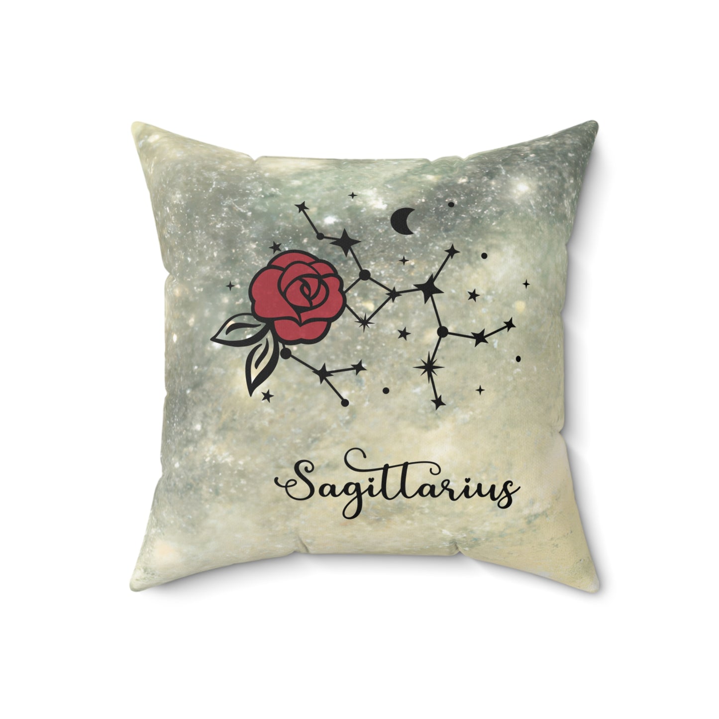 Sagittarius Zodiac Rose Pillow, Decorative Astrology Cushion, Astrology Gift, Celestial Home Decor, Star Sign Pillow