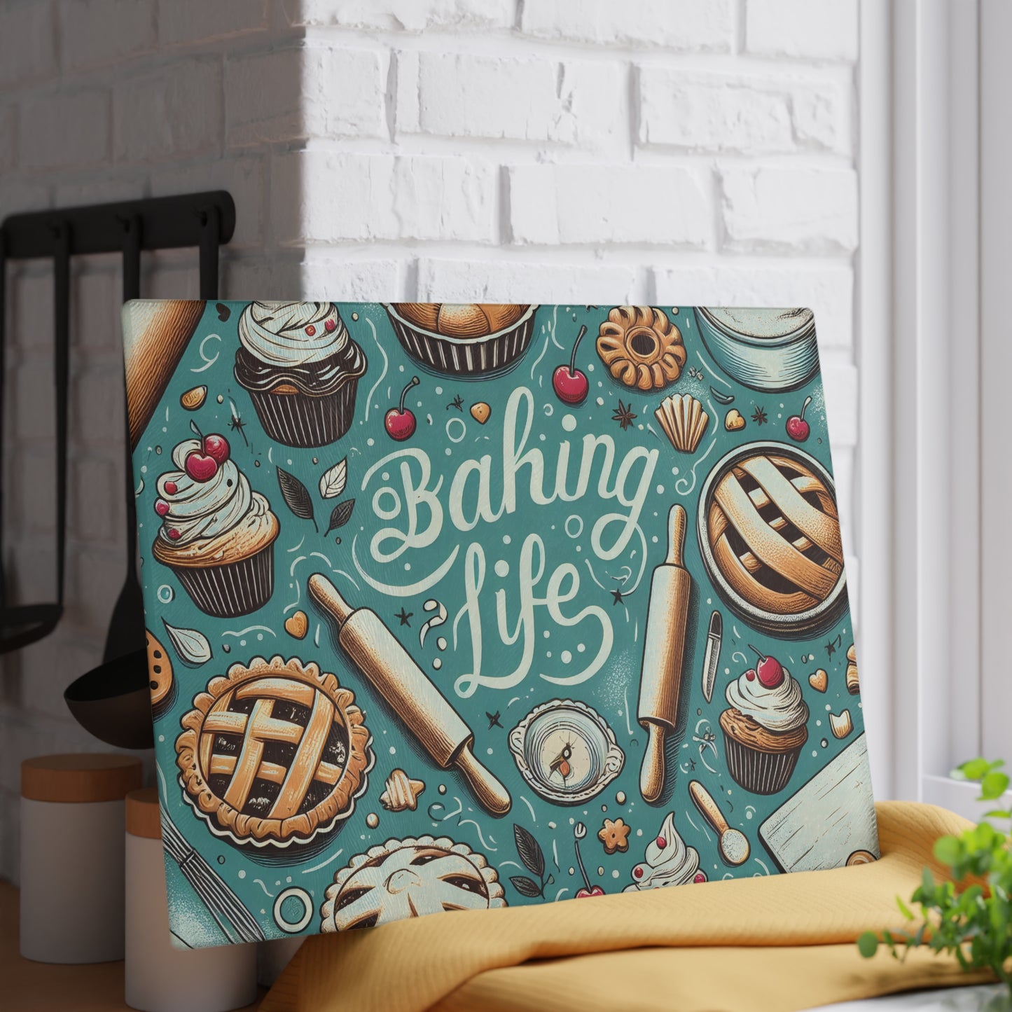 Baking Life Glass Cutting Board