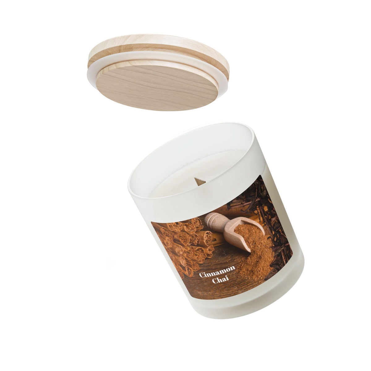 Vanilla Frosted Glass Candle – 11oz Scented Soy Candle with Wooden Lid