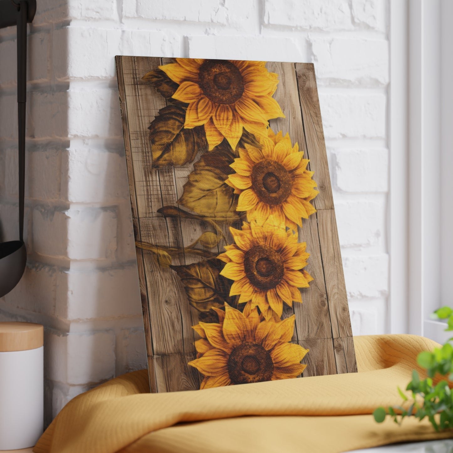 Sunflower Glass Cutting Board - Rustic Charm Kitchen Decor