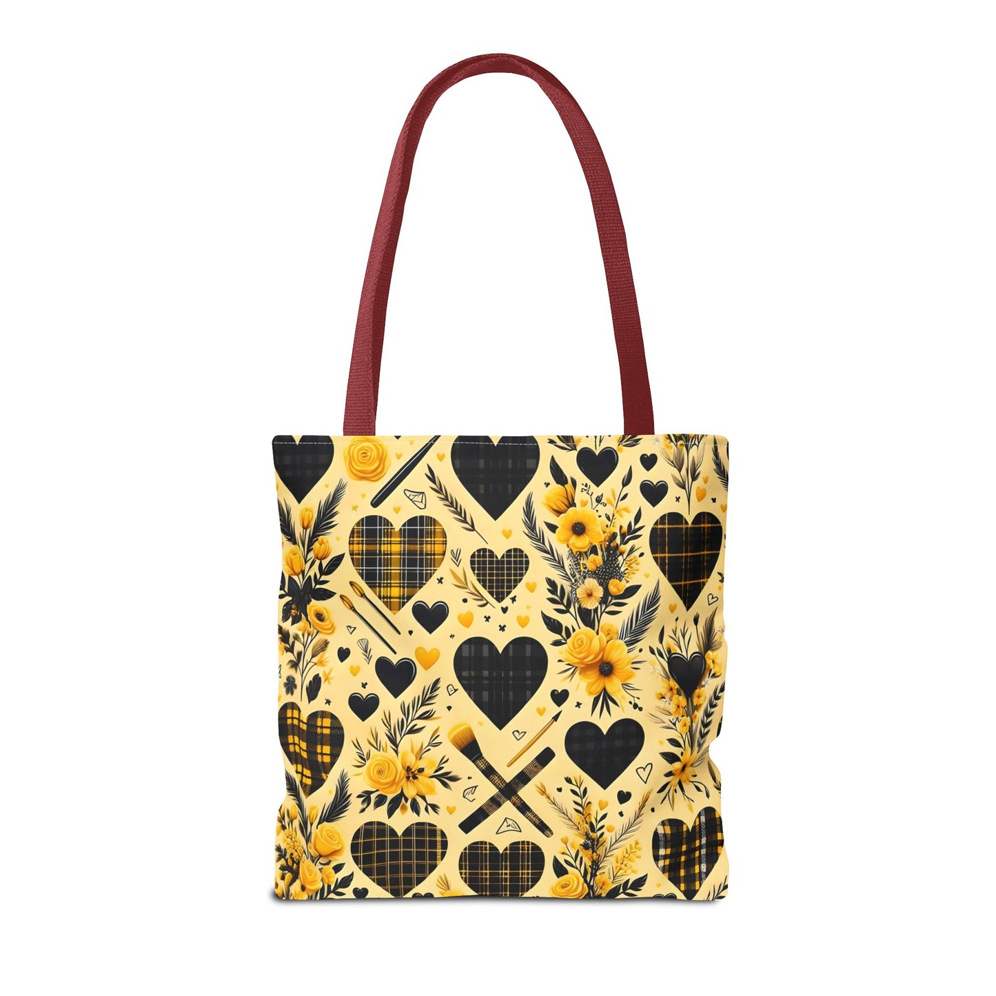 Plaid Floral With Hearts Love Tote Bag(AOP)