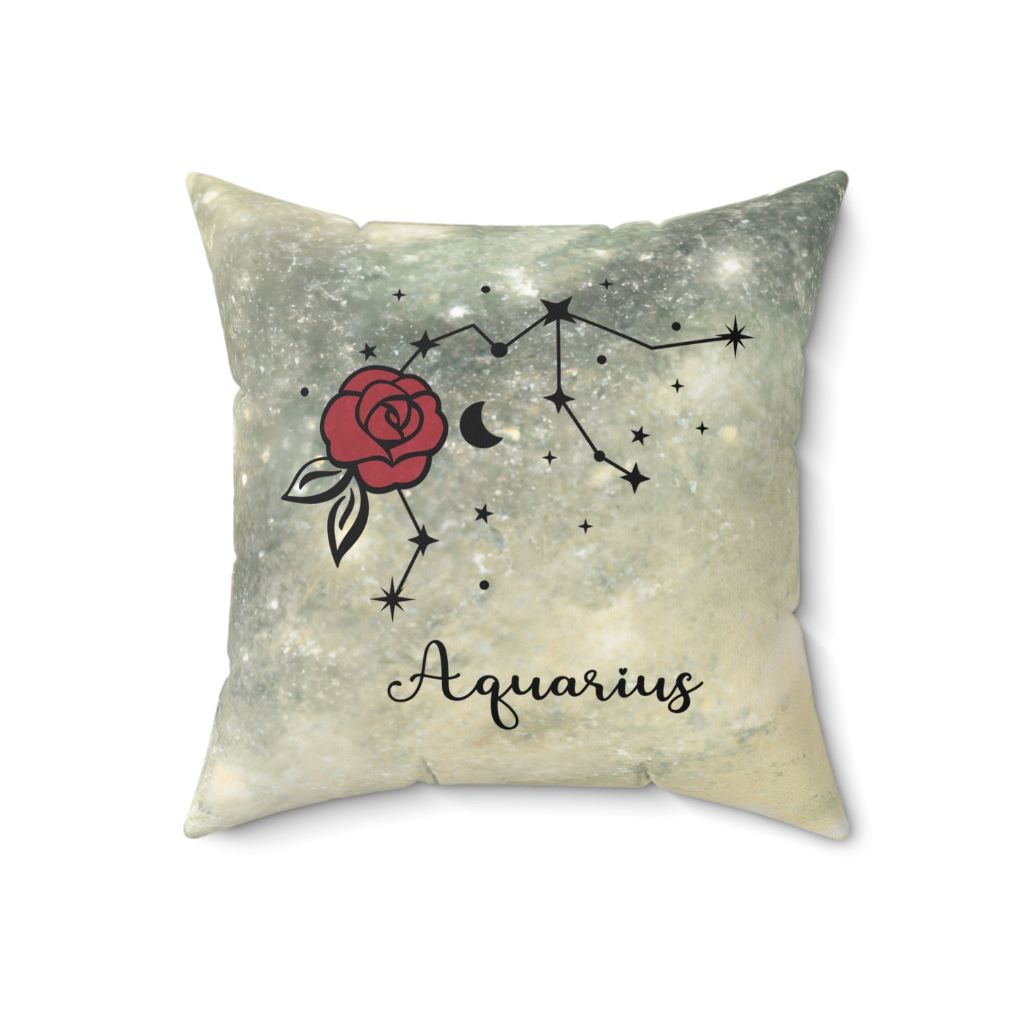Astrology Rose Pillow - Zodiac Decor for Aquarius, Cosmic Home Accent, Unique Gift, Horoscope Decor, Celestial Cushion