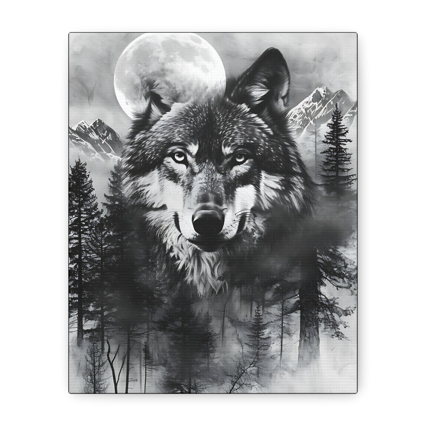 Majestic Wolf Canvas Wall Art - Black and White Wilderness Decor