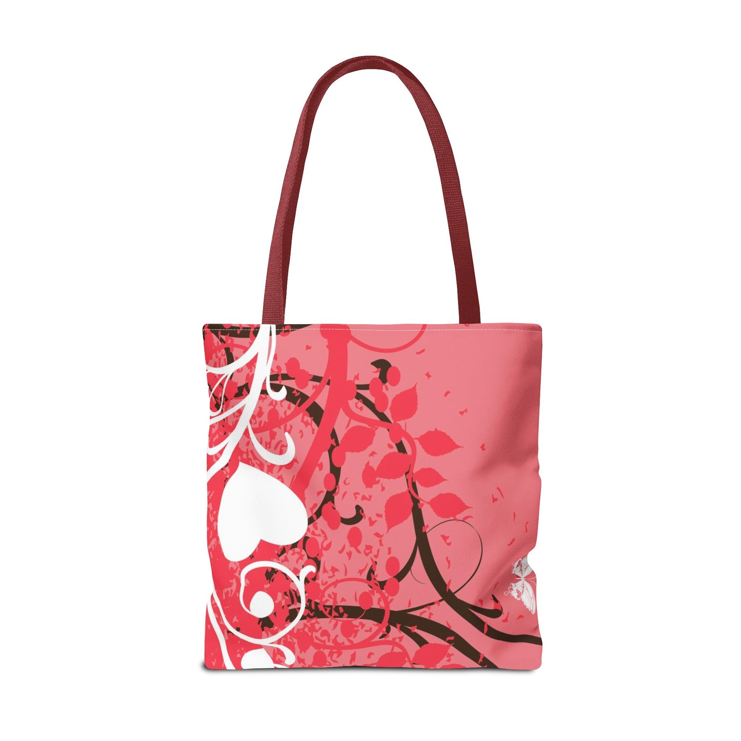 Pink Butterfly Heart Floral Abstract Fashionable Tote Bag (AOP), Stylish, Gift Idea for Birthdays, Holidays, Any Occasion for Anyone