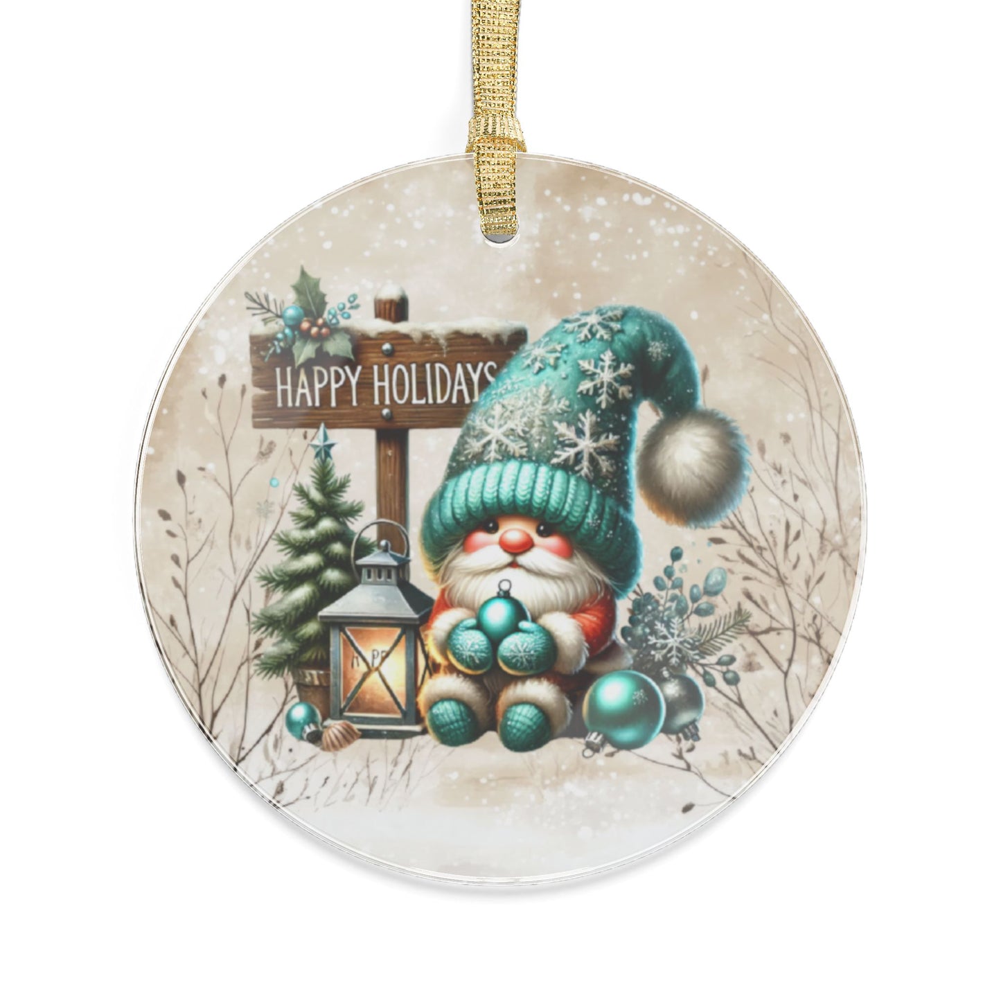 Holiday Acrylic Ornaments with Cheerful Christmas Gnome Design Decor