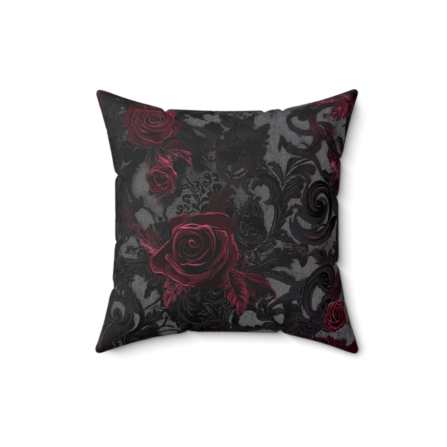 Gothic Rose Decorative Pillow - Black Floral Vintage Home Decor Gift