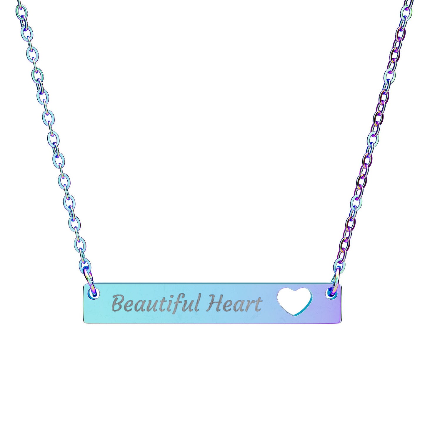 Beautiful Heart Necklace - Engravable Heart Cutout Bar Pendant Jewelry