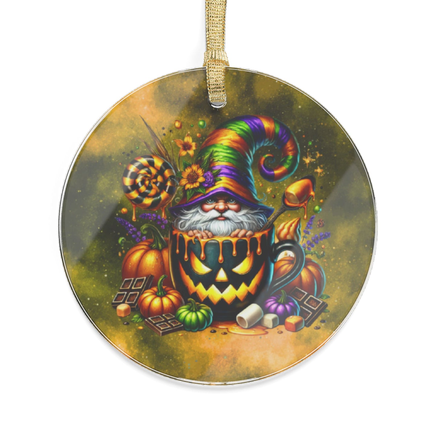 Festive Halloween Gnome Acrylic Hanging Ornament - Whimsical Home Decor - Holiday Ornaments