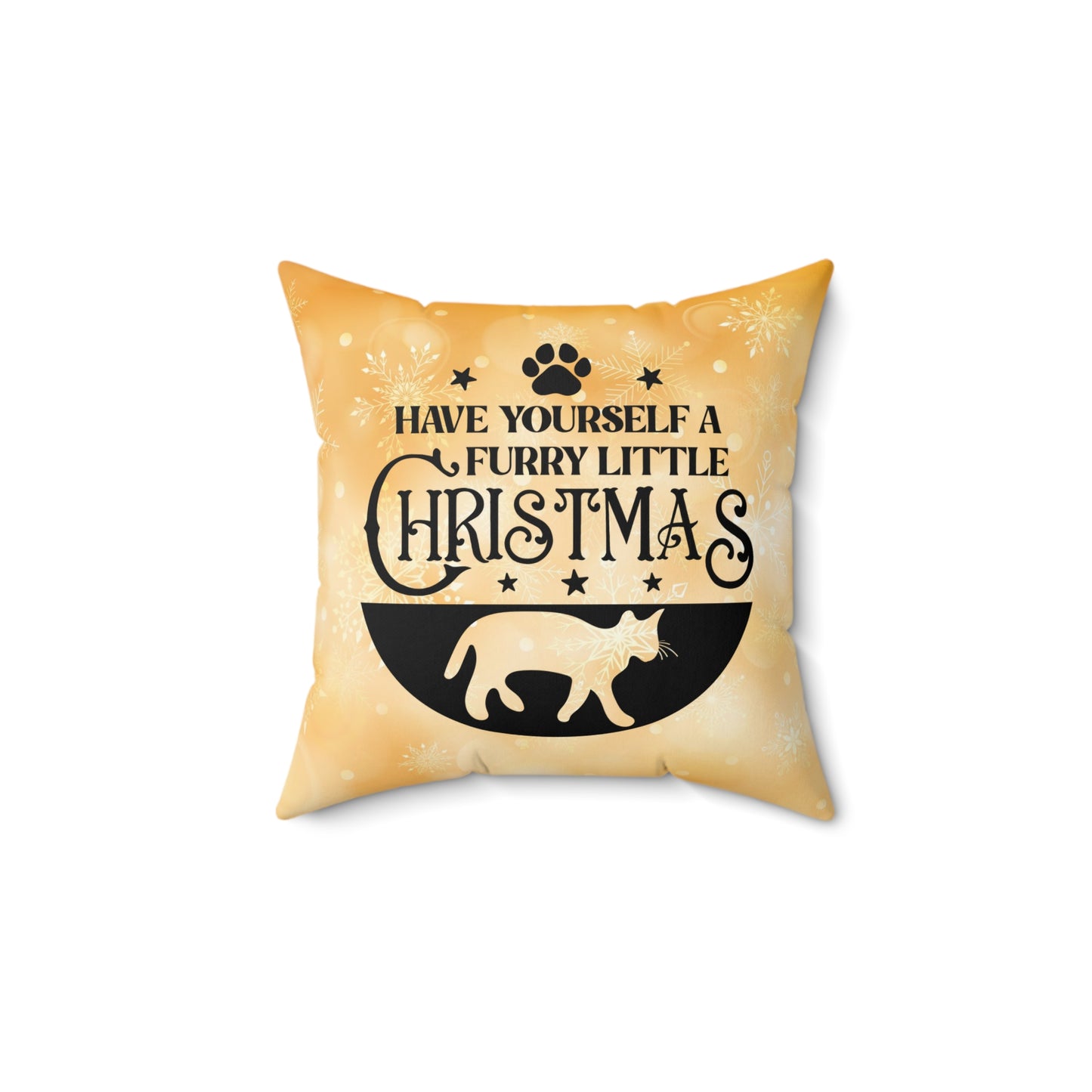 Pet Cat Christmas Theme Spun Polyester Square Pillow, Animal Lovers, CatLover's Christmas Decor, Christmas Quote Cat Accent for Home or Office