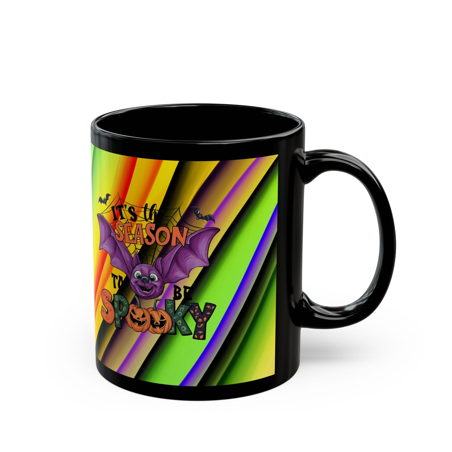 Halloween Theme Black Mug (11oz, 15oz), Cute Halloween Expression, Halloween Lovers, Coffee, Tea, Hot Chocolate Lovers Gift Idea