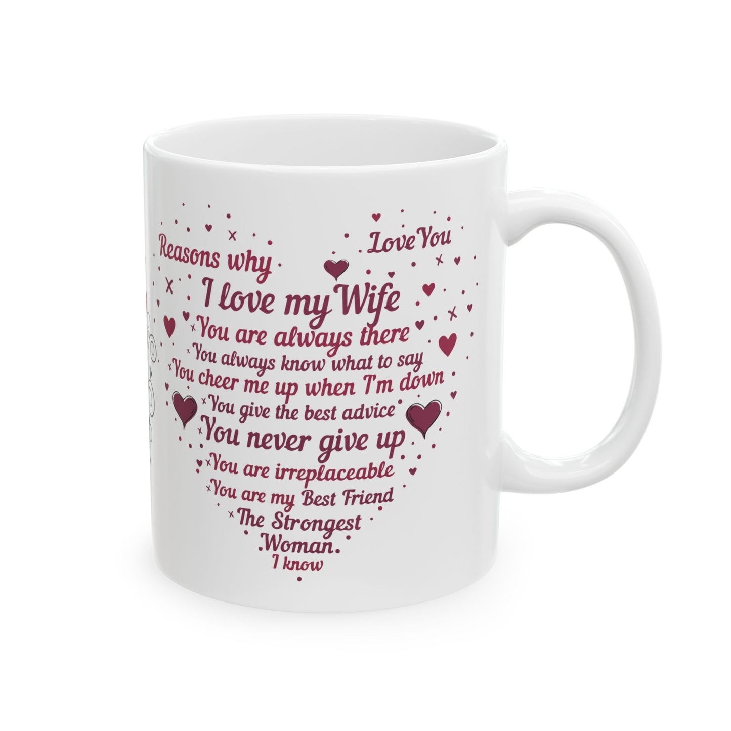 "Reasons Why I Love My Wife" Ceramic Mug — Romantic Valentine’s Day Coffee Cup (11oz/15oz)
