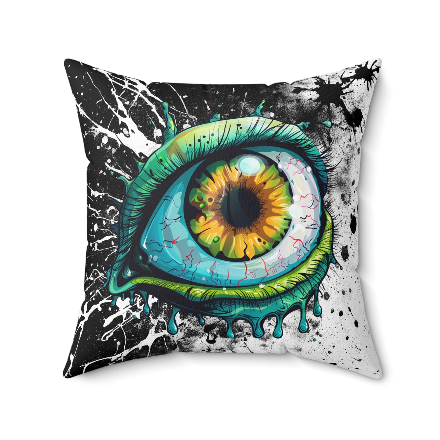 Halloween Theme Spun Polyester Square Pillow, One Eyeball Monster Halloween Decor, Accent for Any Room, Halloween and Monster Lovers
