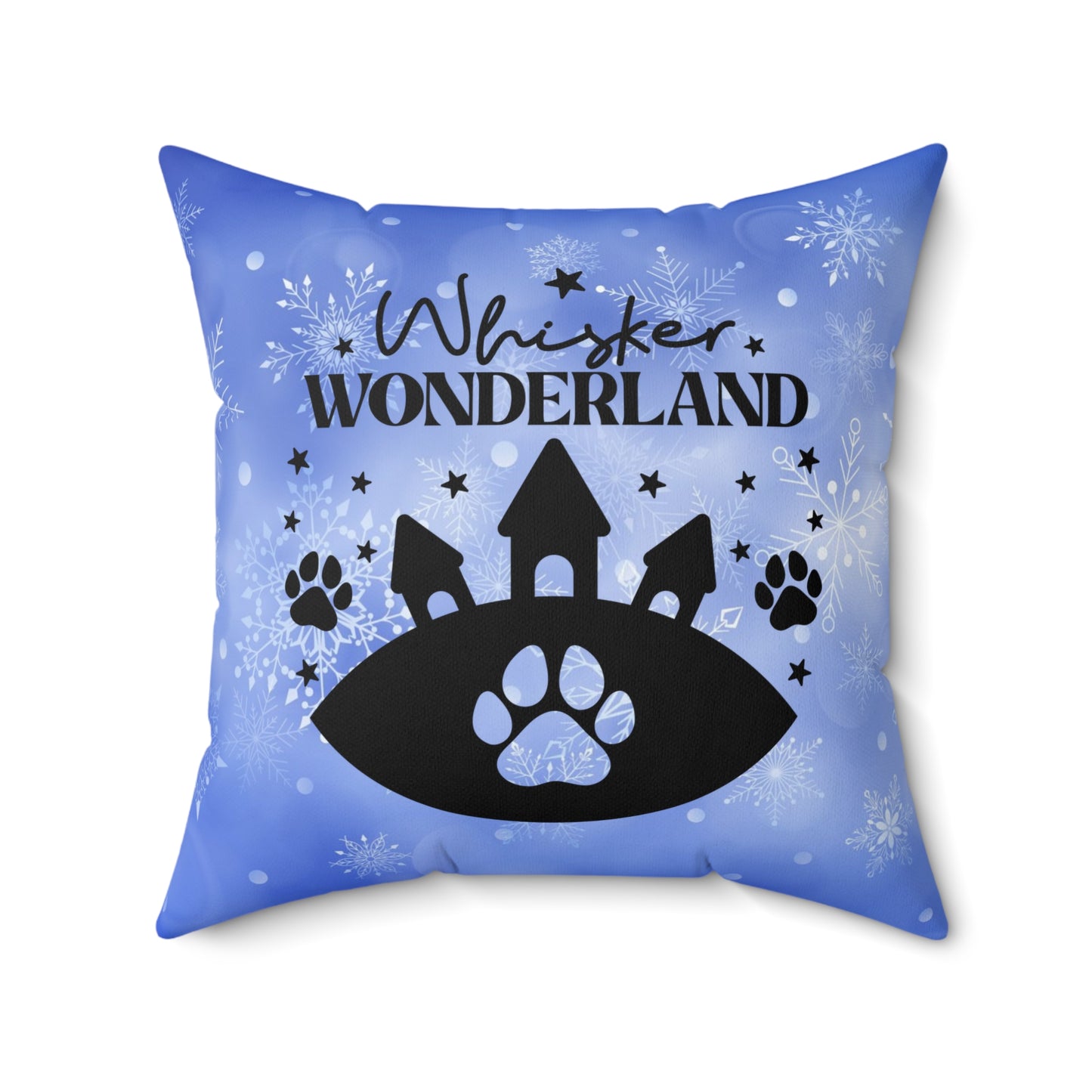 Pet Lover's Holiday Theme Spun Polyester Square Pillow, Cute Animal Holiday Quote, Beautiful Decor Pet Lover's Holiday Decor for Home or Office