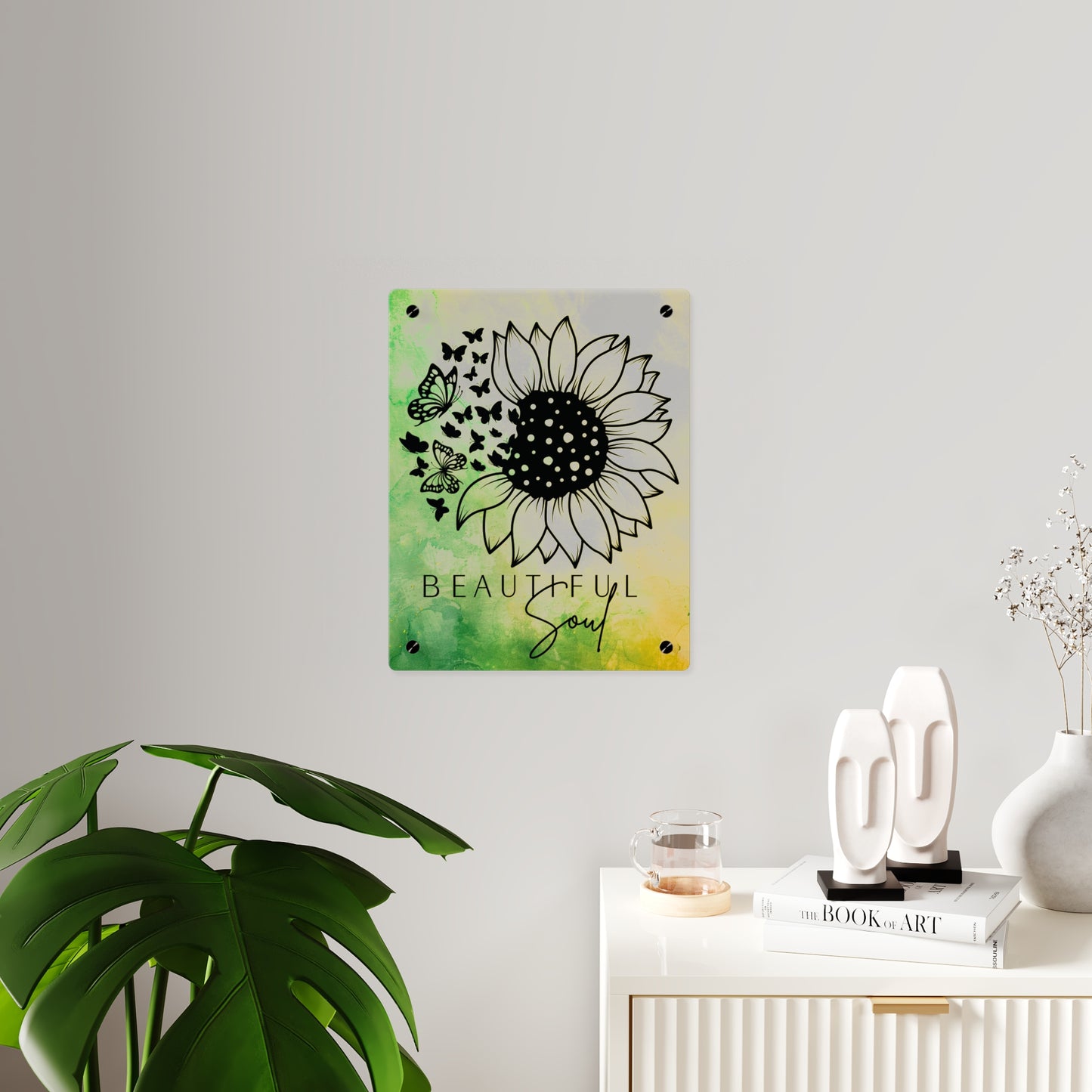 Beautiful Soul Acrylic Wall Art Panel with Sunflower Design
