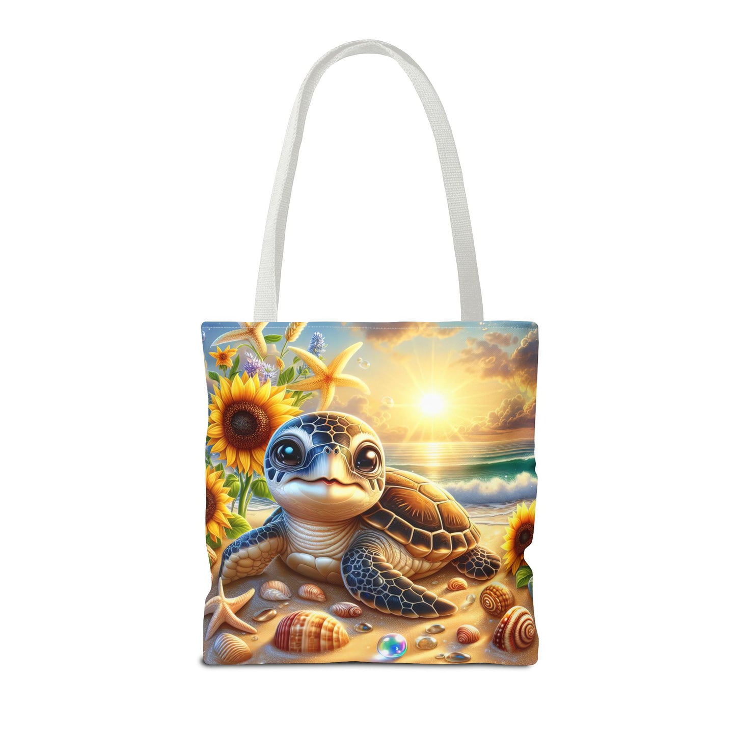 Beachy Turtle Tote Bag | Sea Life AOP Bag | Summer Accessories | Eco-Friendly Vacation Tote | Gift for Ocean Lovers