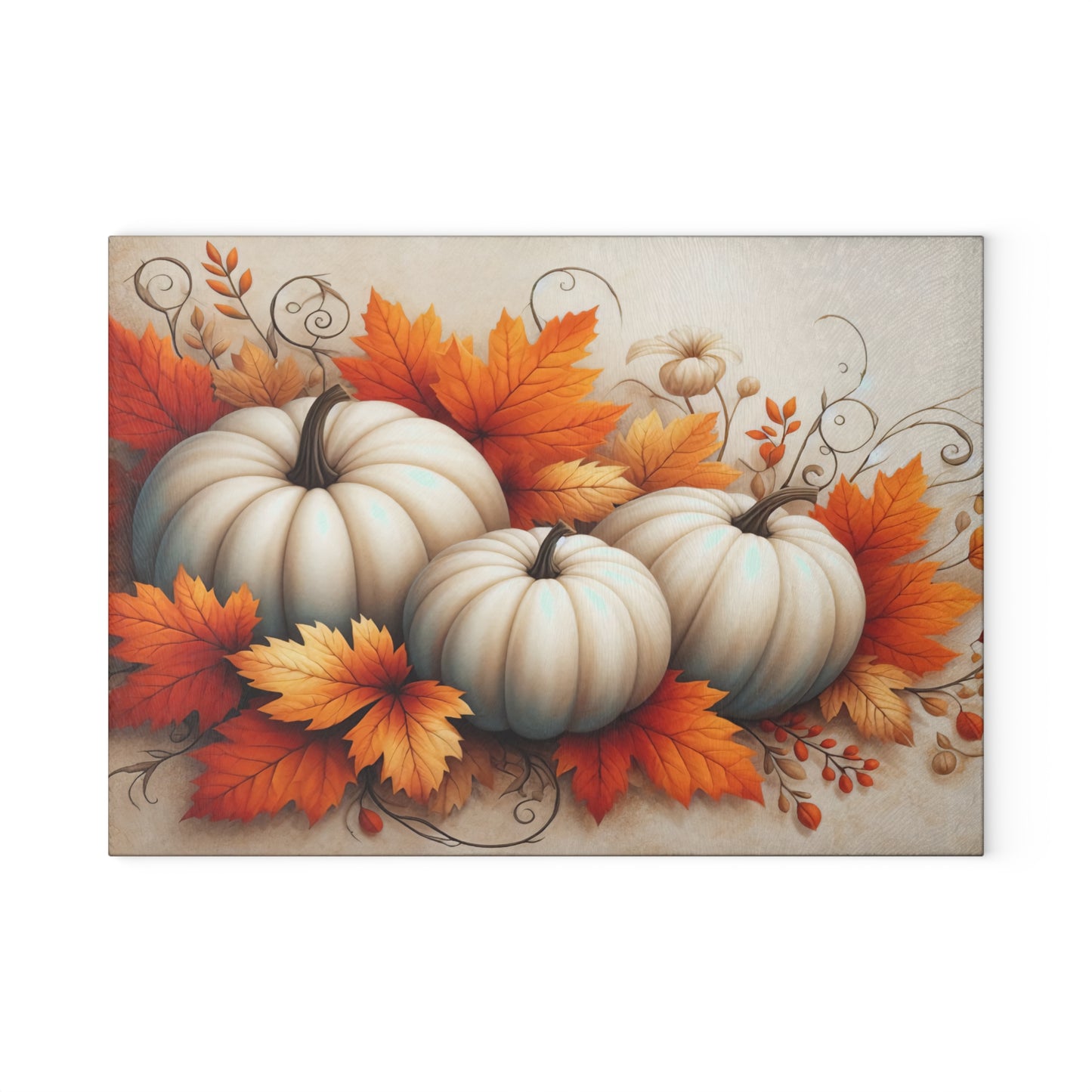 Autumn Pumpkin Glass Cutting Board