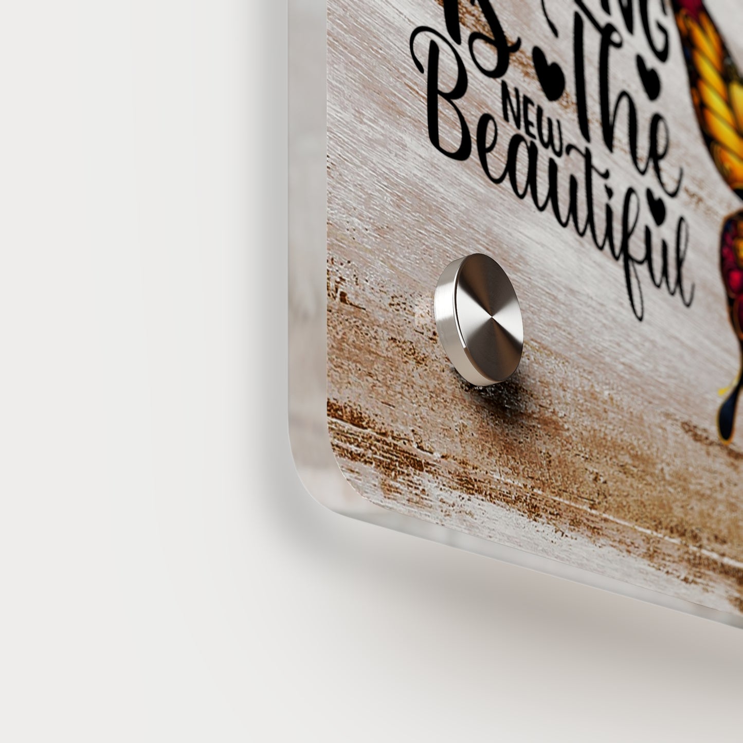 Acrylic Wall Art Panel - Inspirational Quote "Strong is the New Beautiful" Wall Decor
