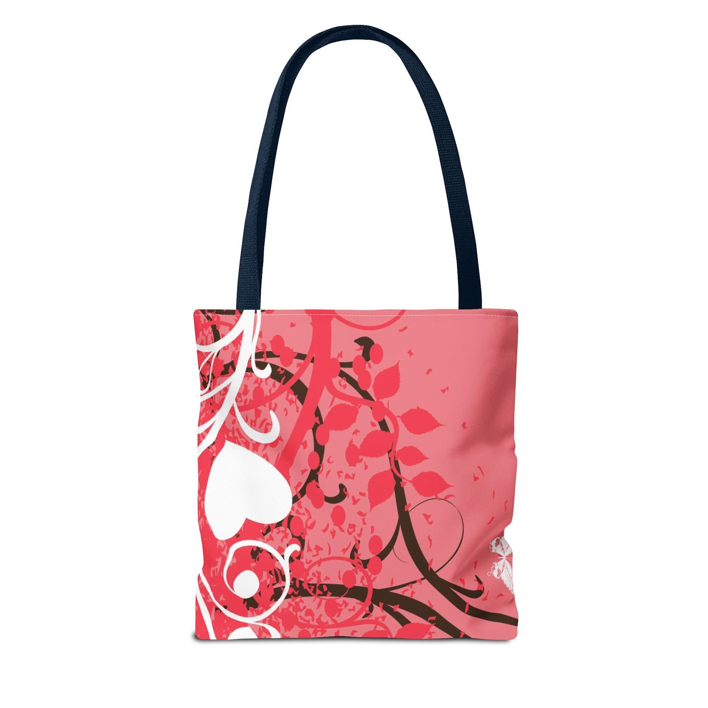 Pink Butterfly Heart Floral Abstract Fashionable Tote Bag (AOP), Stylish, Gift Idea for Birthdays, Holidays, Any Occasion for Anyone