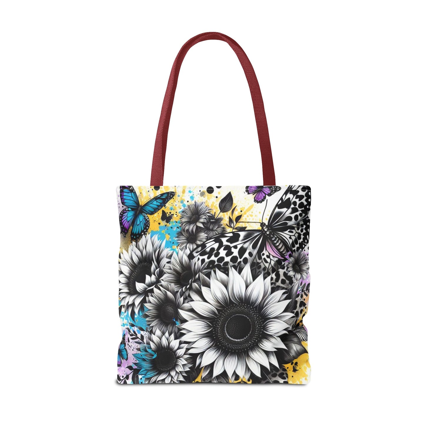 Sunflower & Butterflies Tote Bag — Color Splash Floral All-Over Print