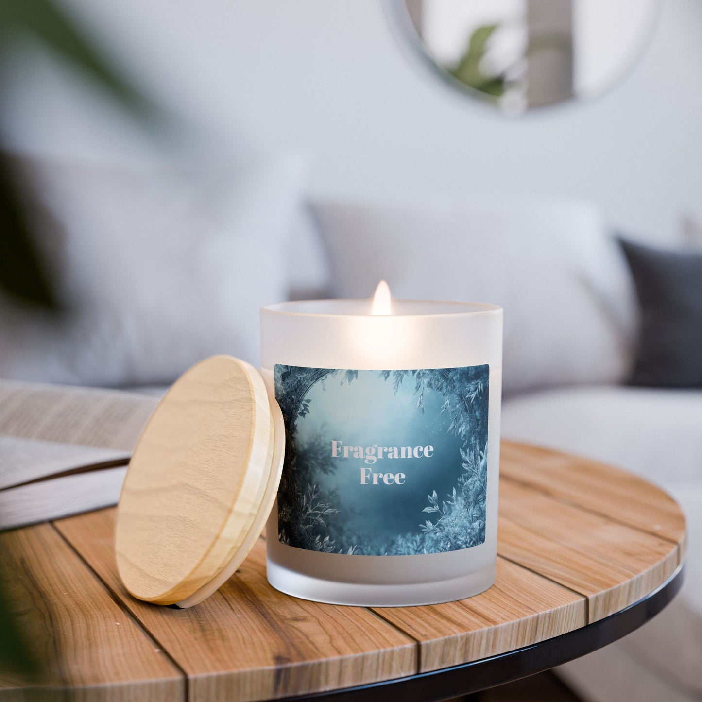 Vanilla Frosted Glass Candle – 11oz Scented Soy Candle with Wooden Lid