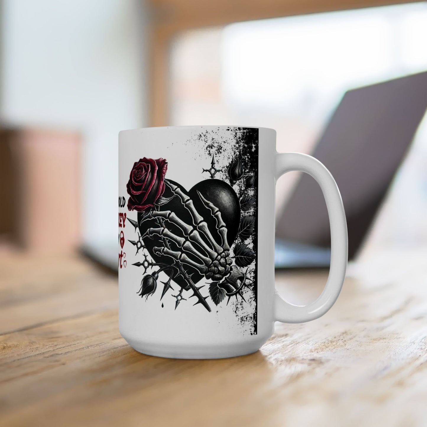 Ceramic Mug "You Hold The Key To My Heart" — Gothic Rose Valentine Coffee Cup (11oz/15oz)
