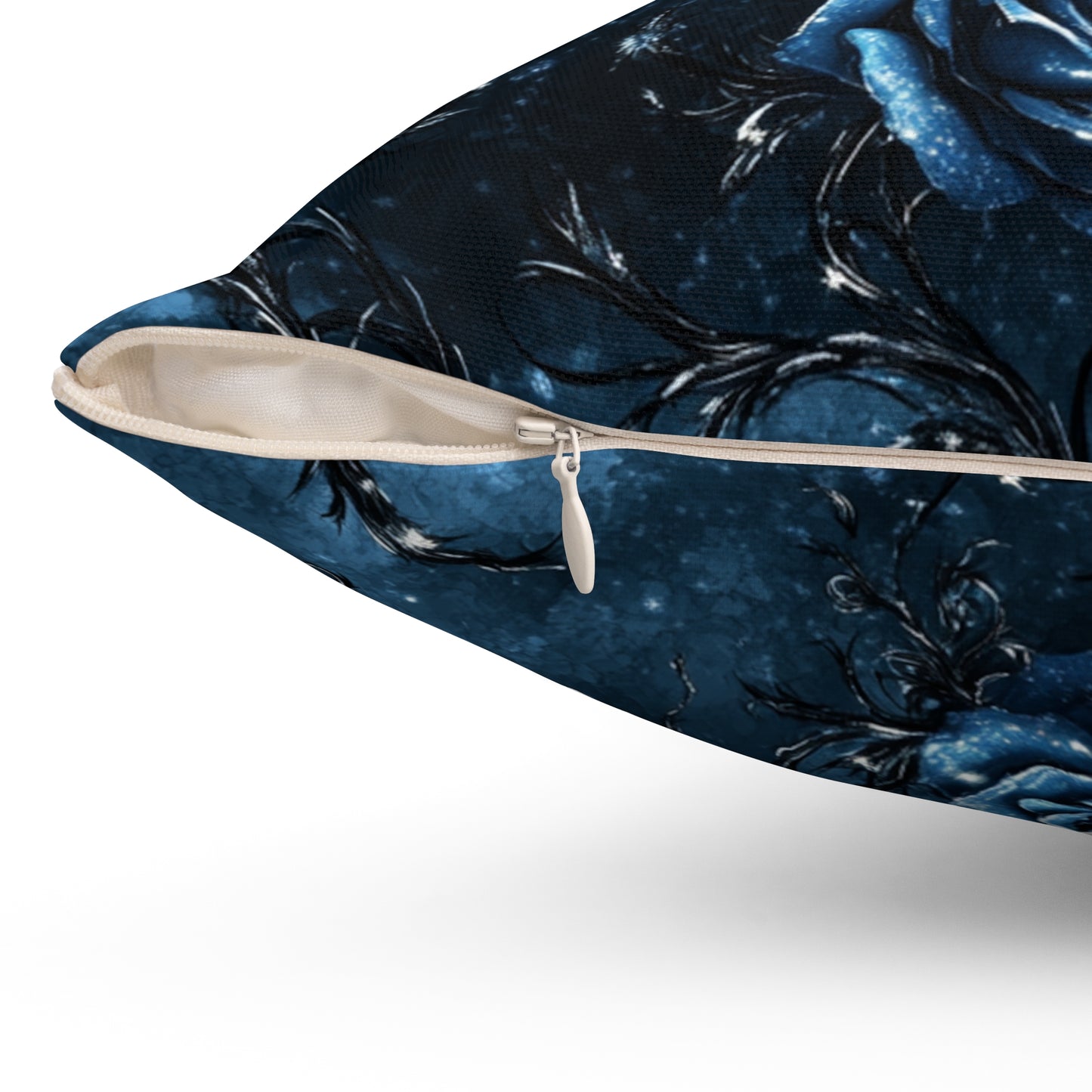 Elegant Gothic Blue Rose Square Pillow, Decorative Cushion, Home Decor, Gift for Her, Accent Pillow for Bedrooms, Cozy Living Room Decor