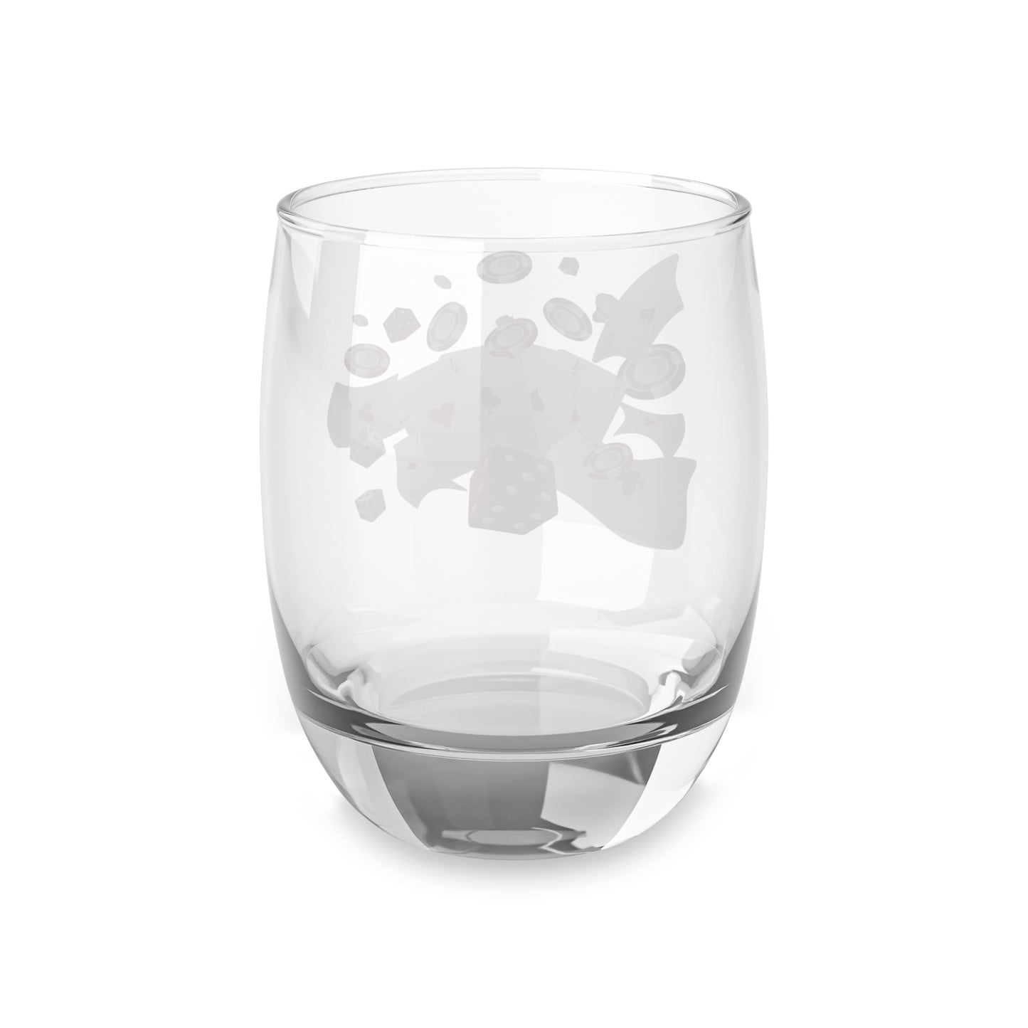 Casino Night Whiskey Glass 6oz — Poker Cards, Dice & Chips