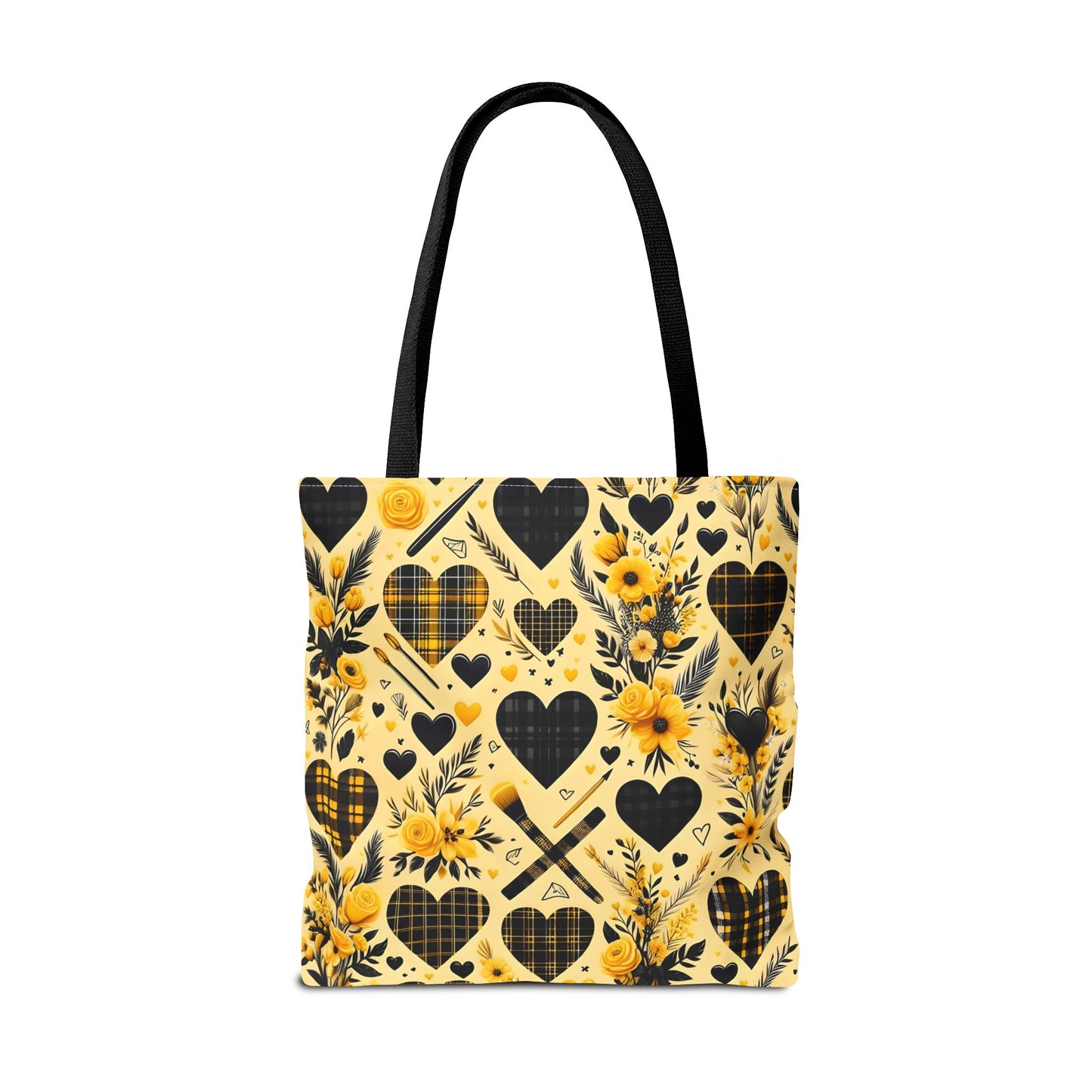 Plaid Floral With Hearts Love Tote Bag(AOP)
