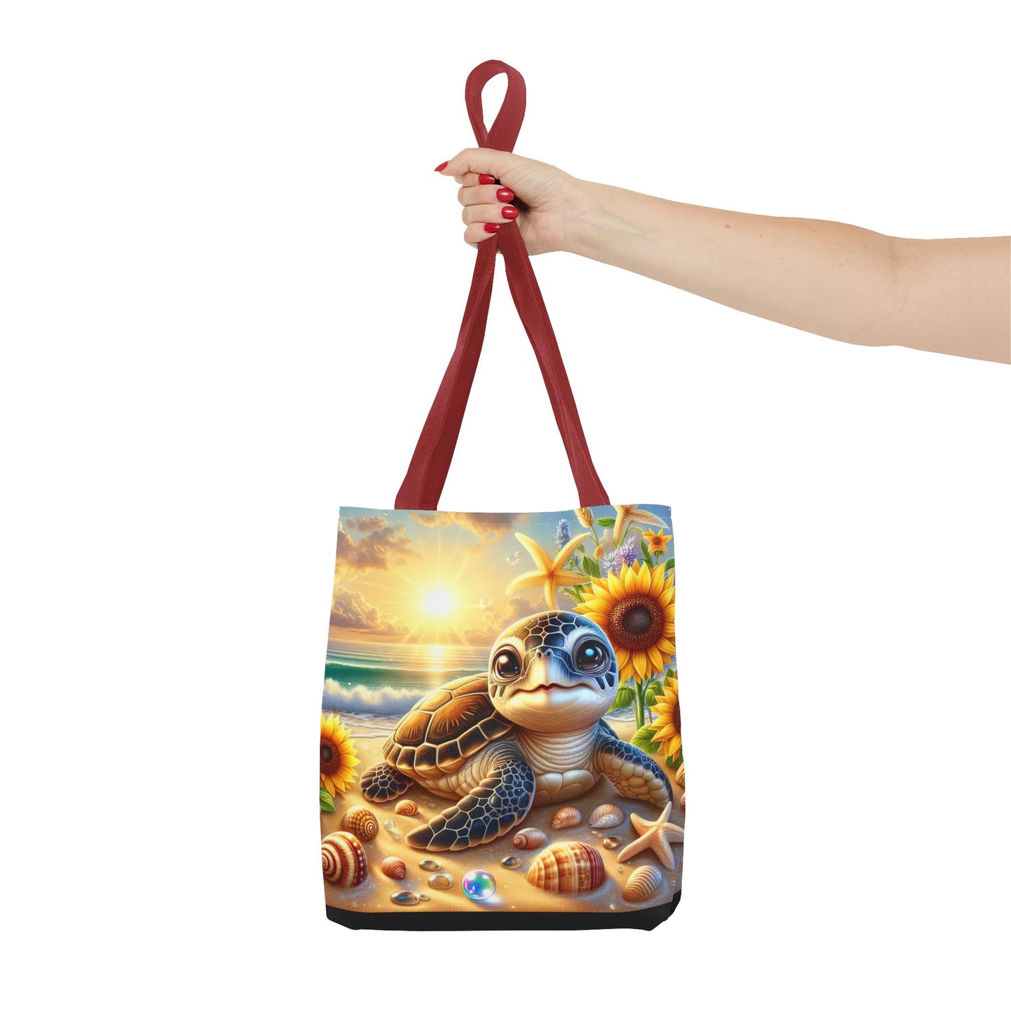 Beachy Turtle Tote Bag | Sea Life AOP Bag | Summer Accessories | Eco-Friendly Vacation Tote | Gift for Ocean Lovers