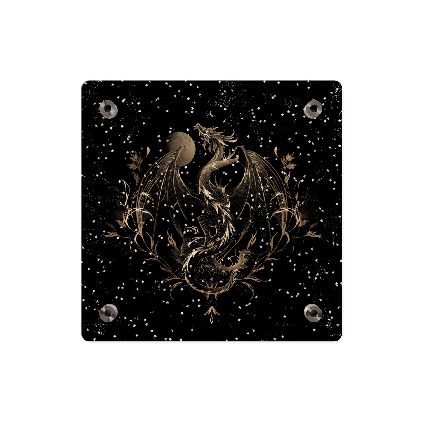 Sleek Dragon Acrylic Wall Art Panel - Celestial Decor for Fantasy Lovers