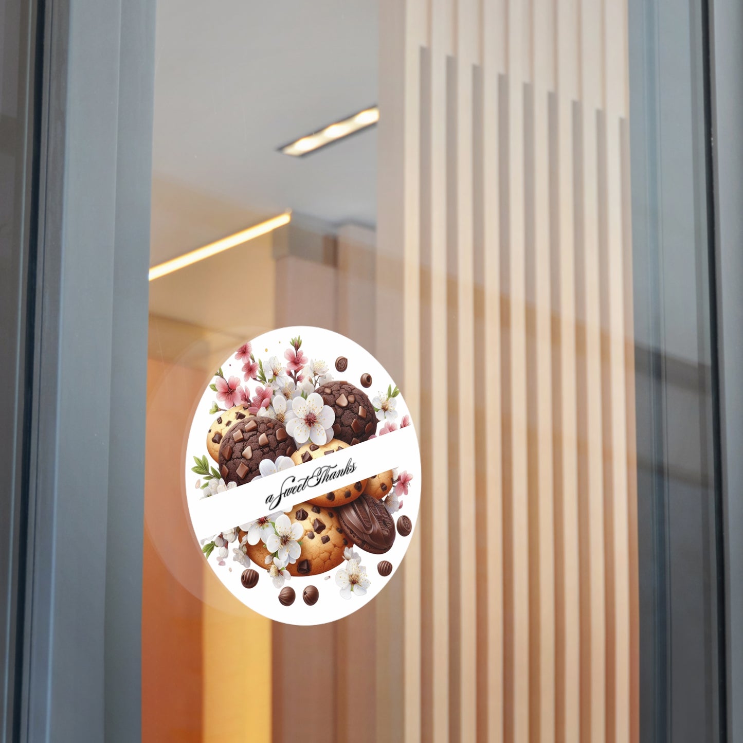 Sweet Thanks Cookie Stickers, Floral Round Vinyl Stickers for Gifts, Party Favors, Scrapbooking, Wedding Decor