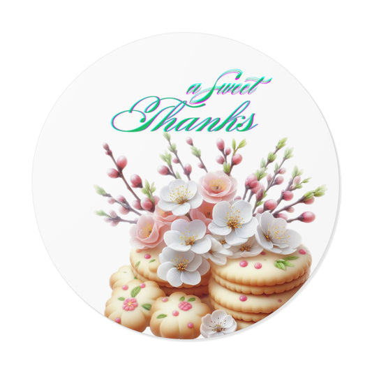 Floral Thank You Custom Vinyl Stickers, Wedding Favors, Party Decor, Personalized Gift, Cute Floral Design, Sweet Treats Decal