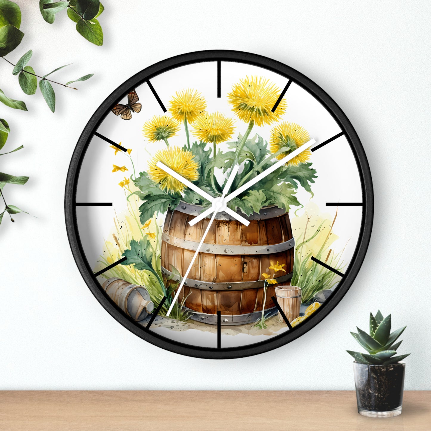 Sunflower Barrel Wall Clock - Farmhouse Country Decor Gift