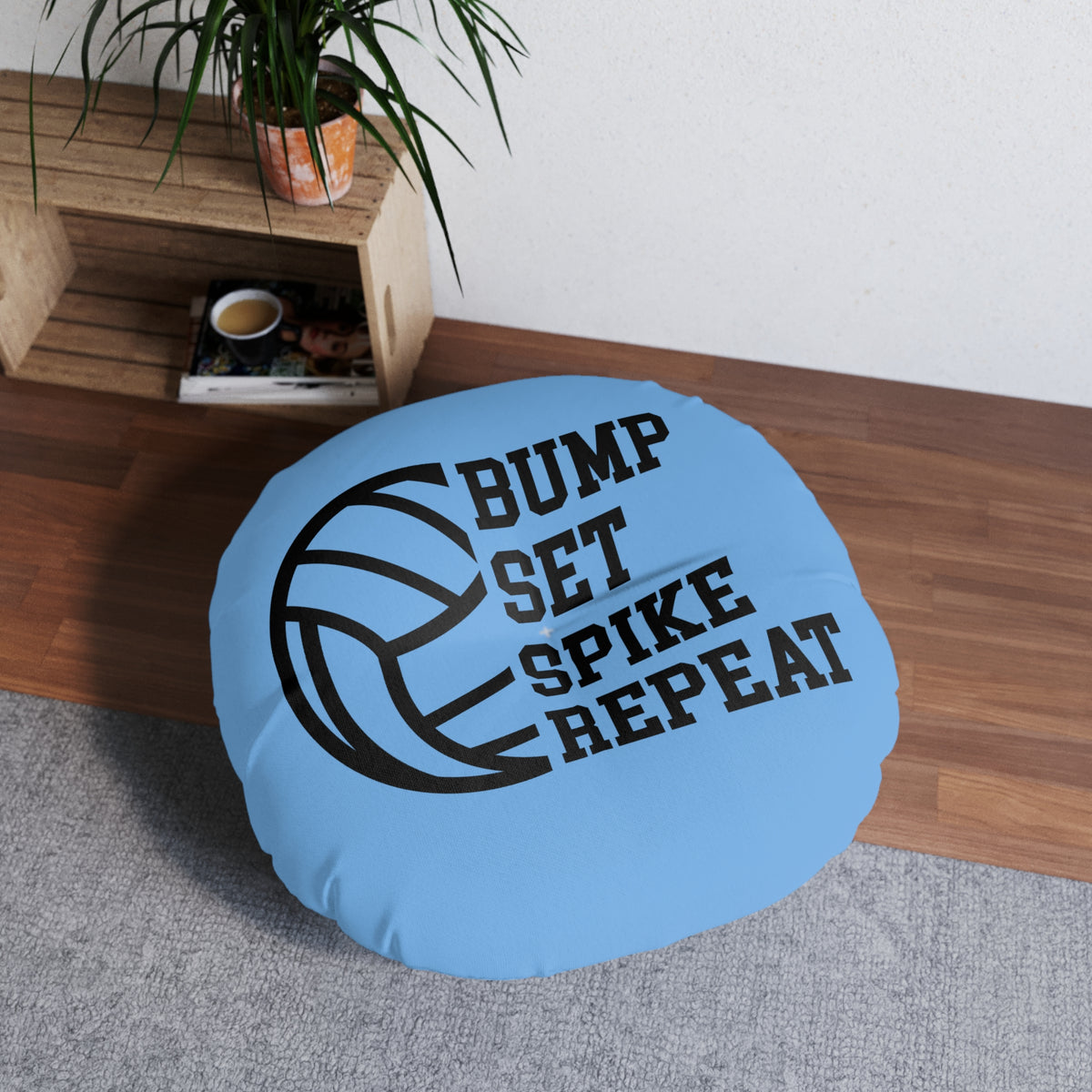 Tufted Floor Pillow Round- Volleyball Theme