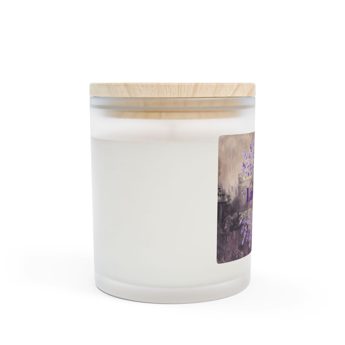 Vanilla Frosted Glass Candle – 11oz Scented Soy Candle with Wooden Lid