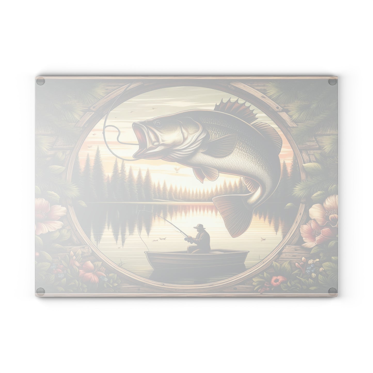 Rustic Fisherman Glass Cutting Board - Perfect Gift for Outdoor Enthusiasts