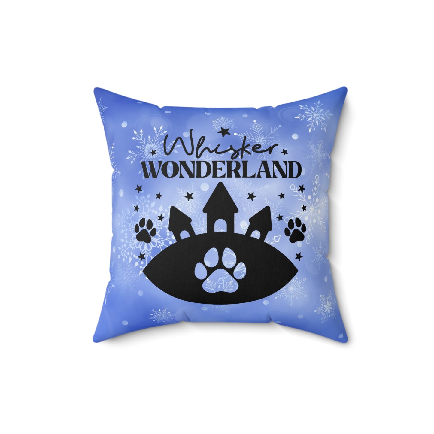Pet Lover's Holiday Theme Spun Polyester Square Pillow, Cute Animal Holiday Quote, Beautiful Decor Pet Lover's Holiday Decor for Home or Office