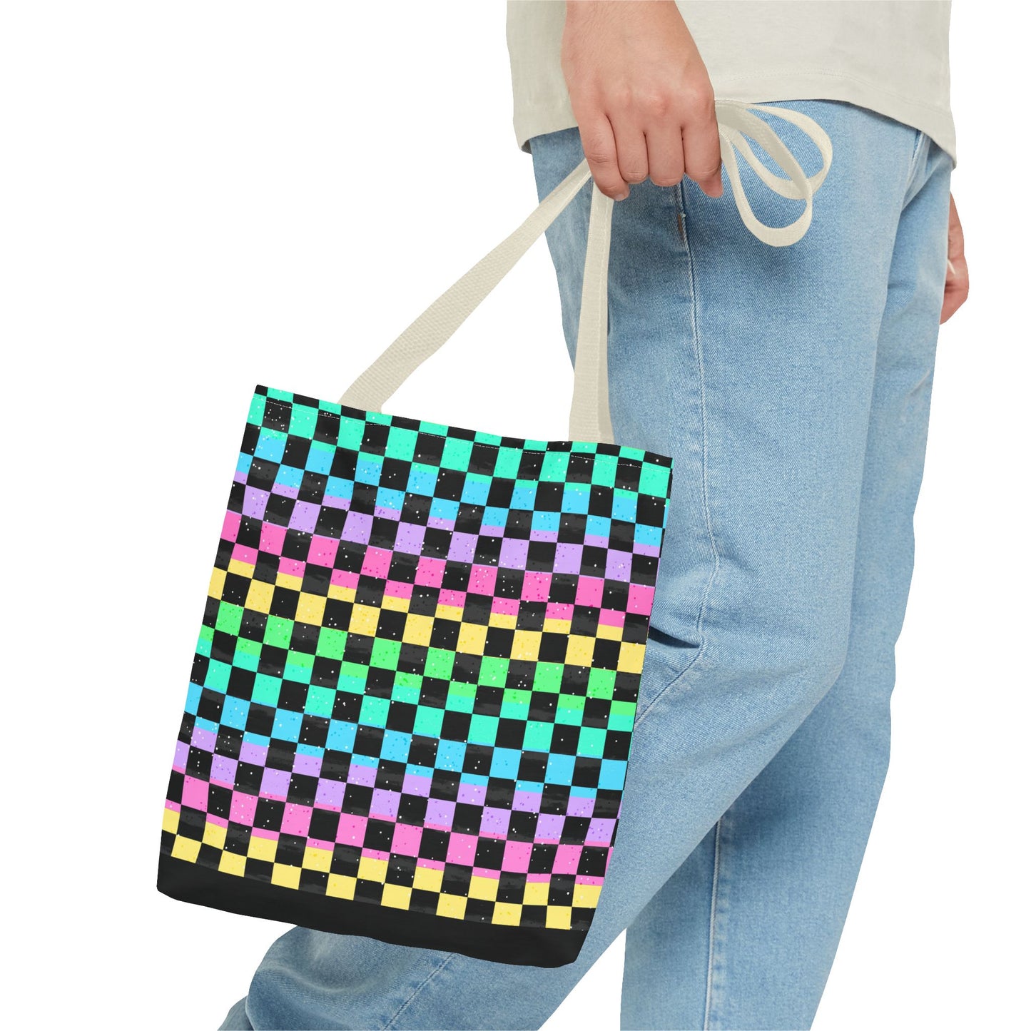 Colorful Checkerboard Tote Bag - Vibrant Reusable Shopping Bag, Eco-Friendly Gift, Summer Beach Accessory, Fashionable Everyday Tote