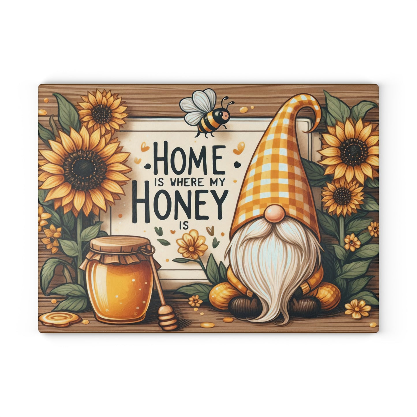 Home is Where My Honey Is Glass Cutting Board - Rustic Country Charm