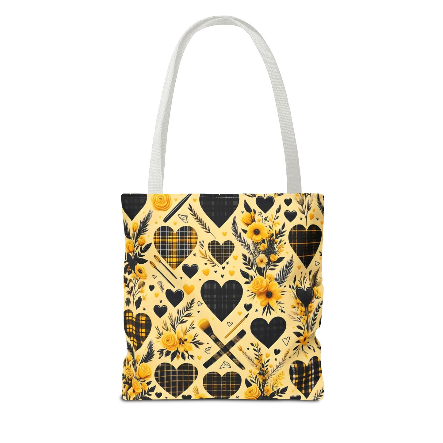 Plaid Floral With Hearts Love Tote Bag(AOP)