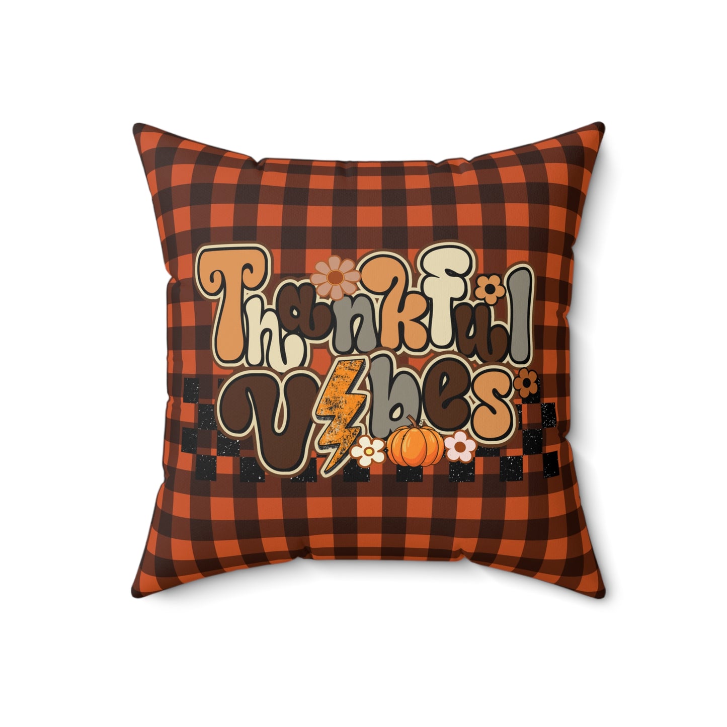 Spun Polyester Square Pillow - Autumn Harvest Thankful Vibes, Beautiful Fall Season Decor, Stylish Accent for Any Room in Home or Office