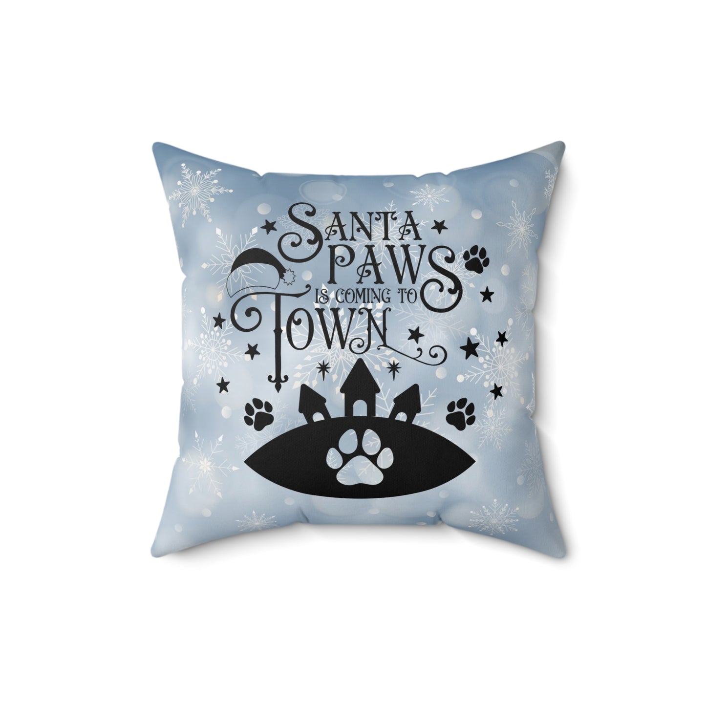 Pet Christmas Theme Spun Polyester Square Pillow, Pet Christmas Quote, Pet Dog Lover's Holiday Decor for Home or Office, Pet Holiday Accent