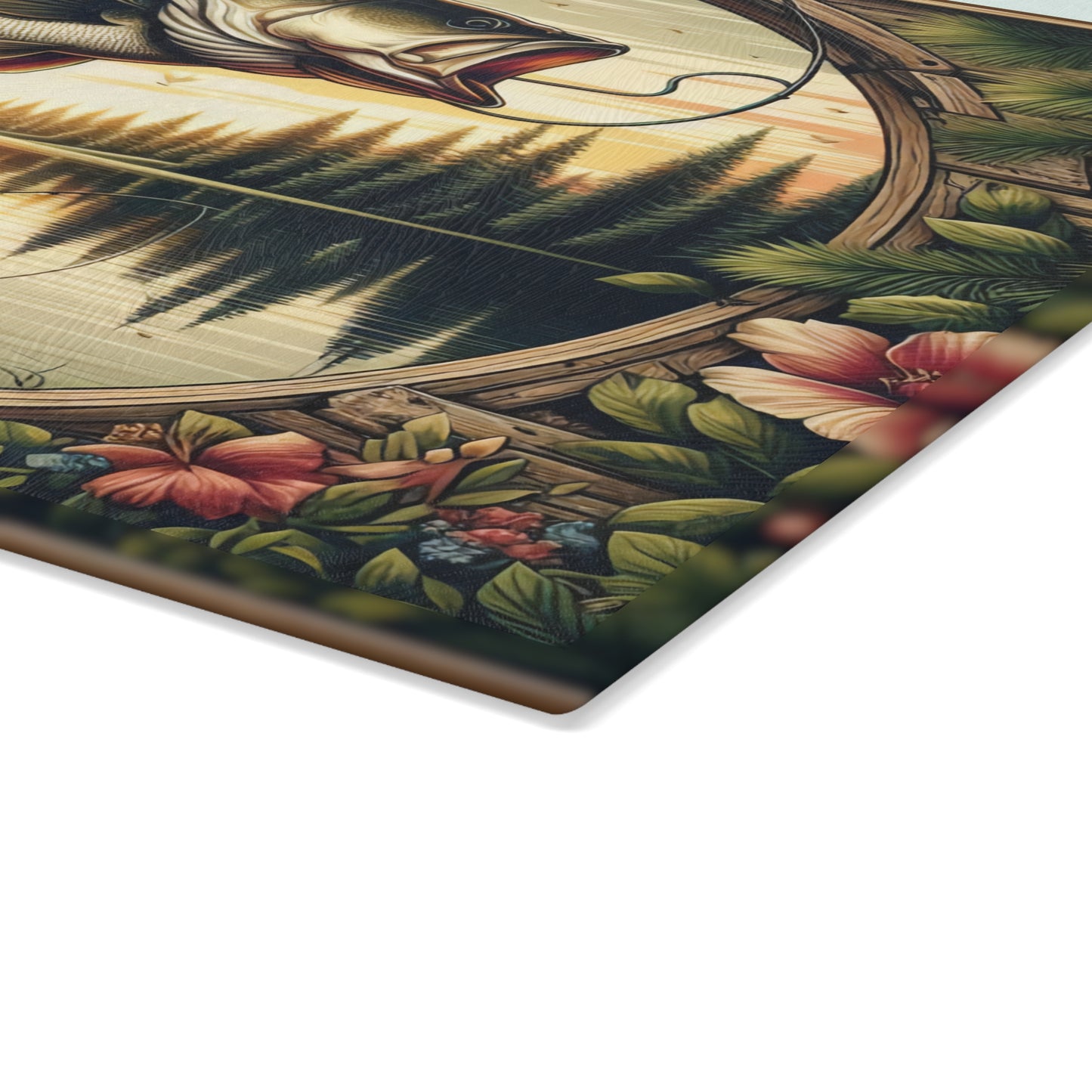 Rustic Fisherman Glass Cutting Board - Perfect Gift for Outdoor Enthusiasts