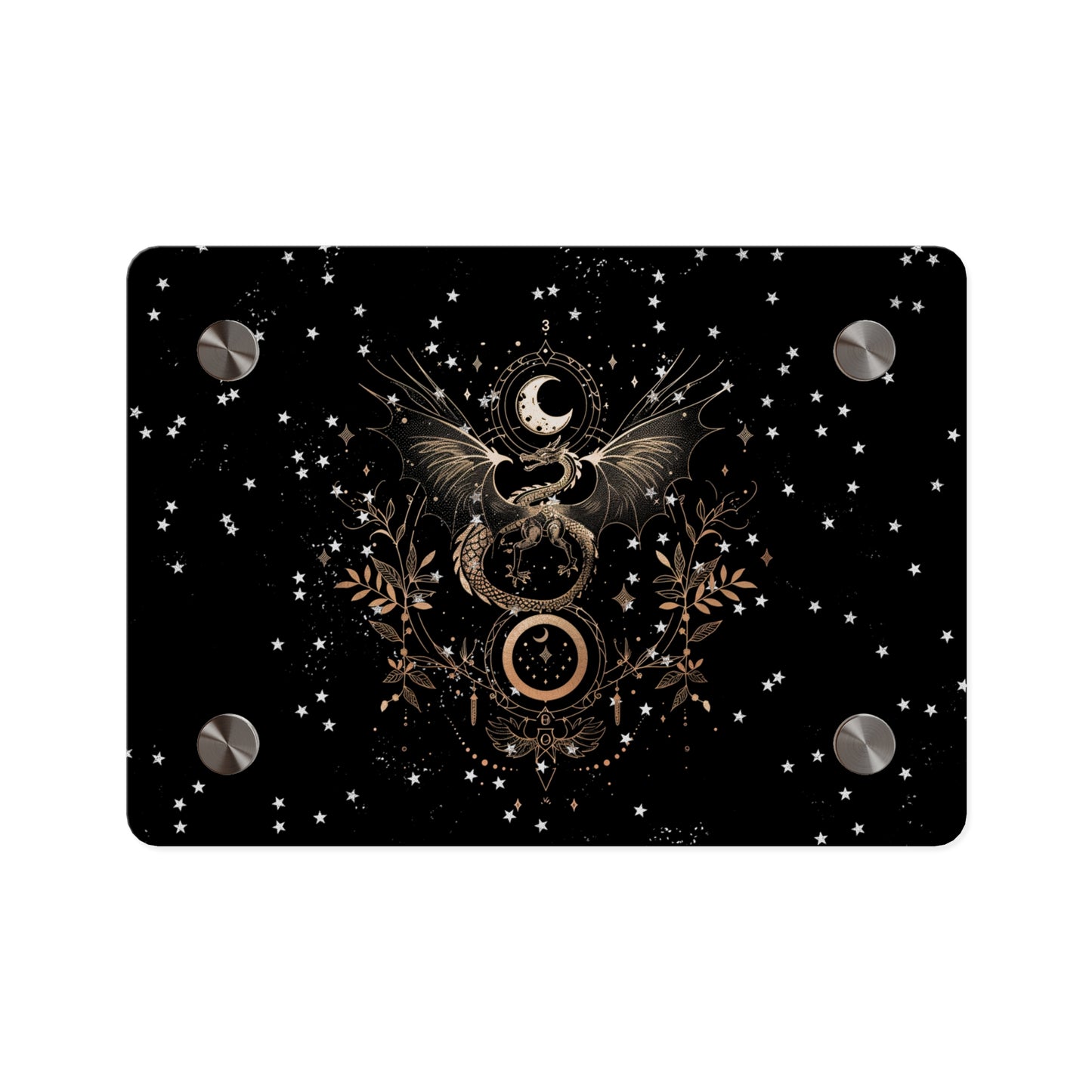 Celestial Acrylic Wall Art Panel - Mystical Dragon with Moon and Stars Decor