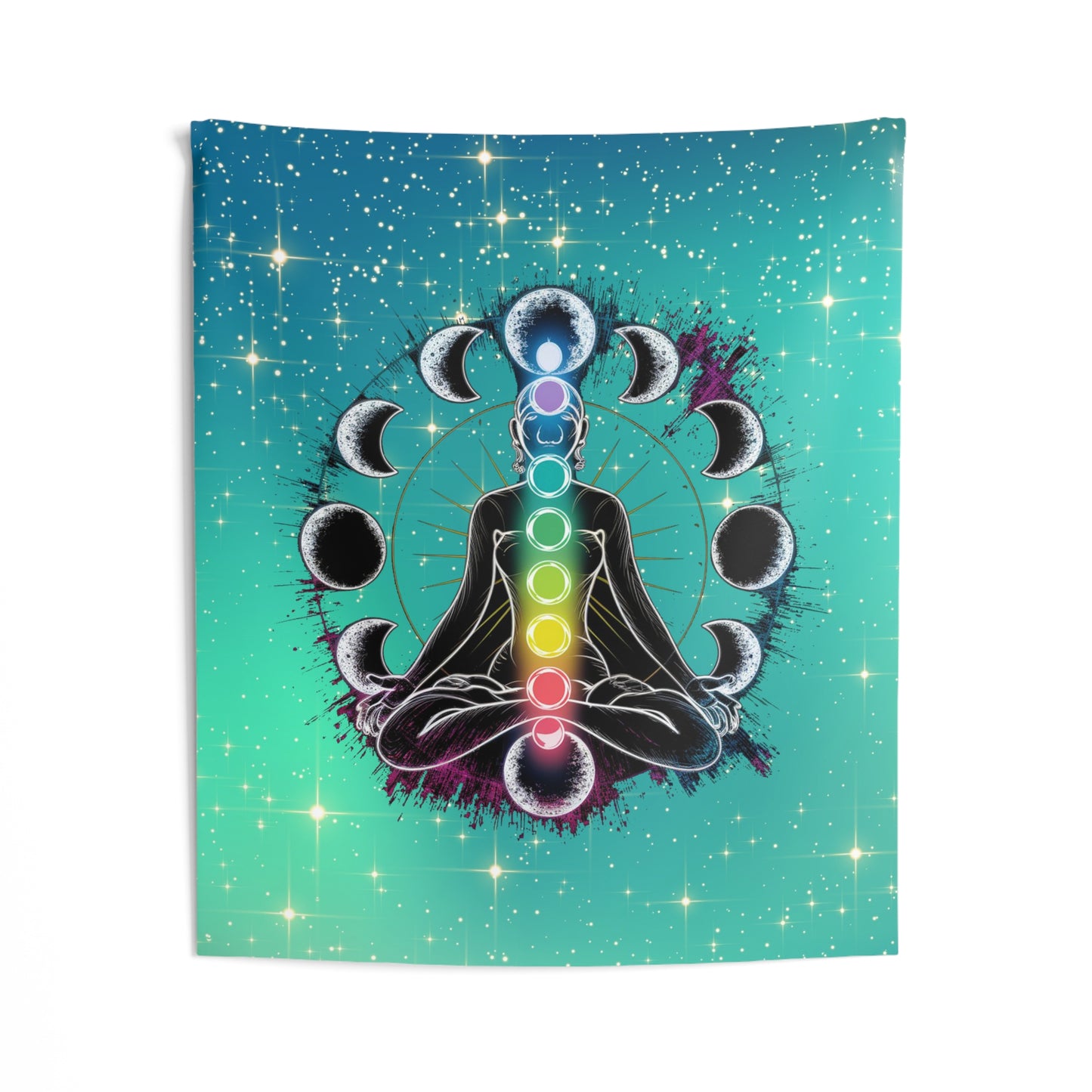 Chakra Meditation Wall Tapestry, Boho Room Decor, Spiritual Art, Zen Home Decor, Gift for Yoga Lovers