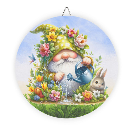 Whimsical Gnome Garden Rustic Charm Wood Sign - Cute Rustic Charm Decoration for Home & Spring Celebrations