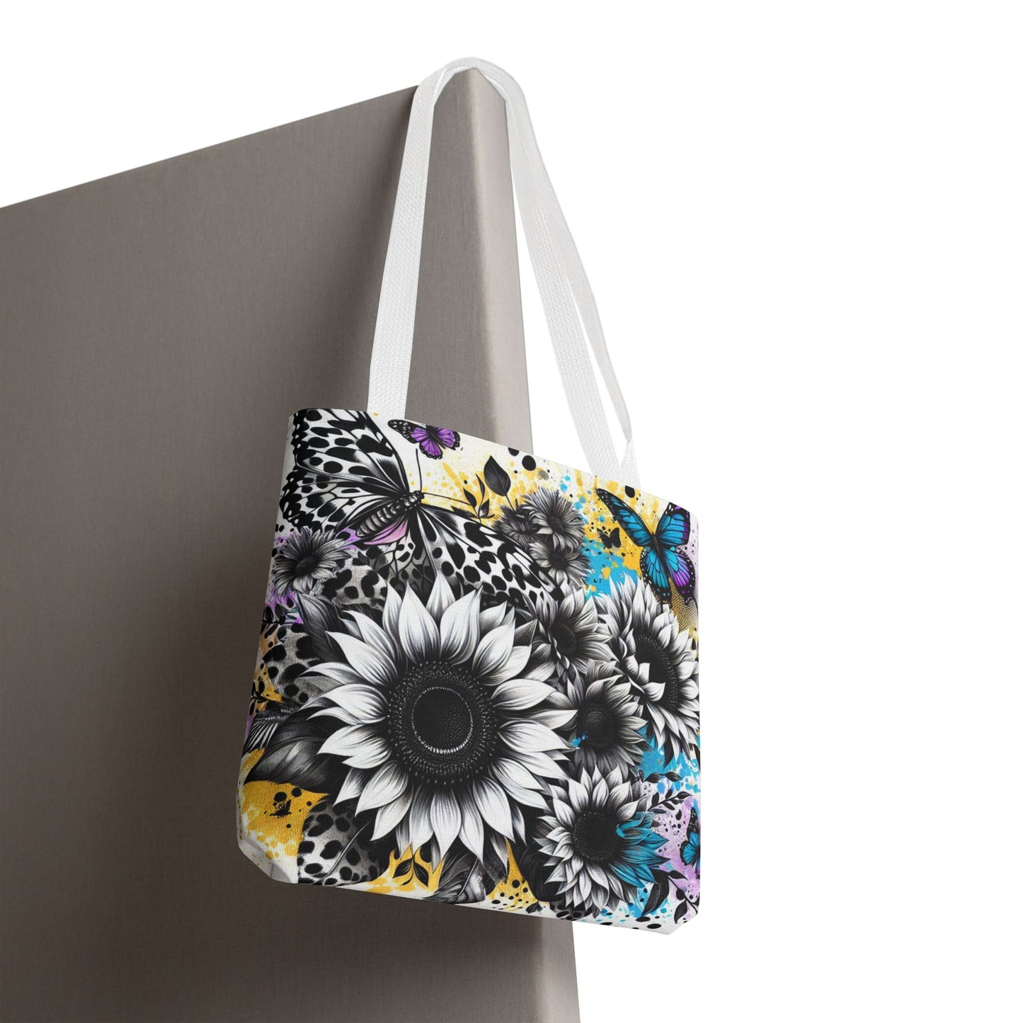 Sunflower & Butterflies Tote Bag — Color Splash Floral All-Over Print